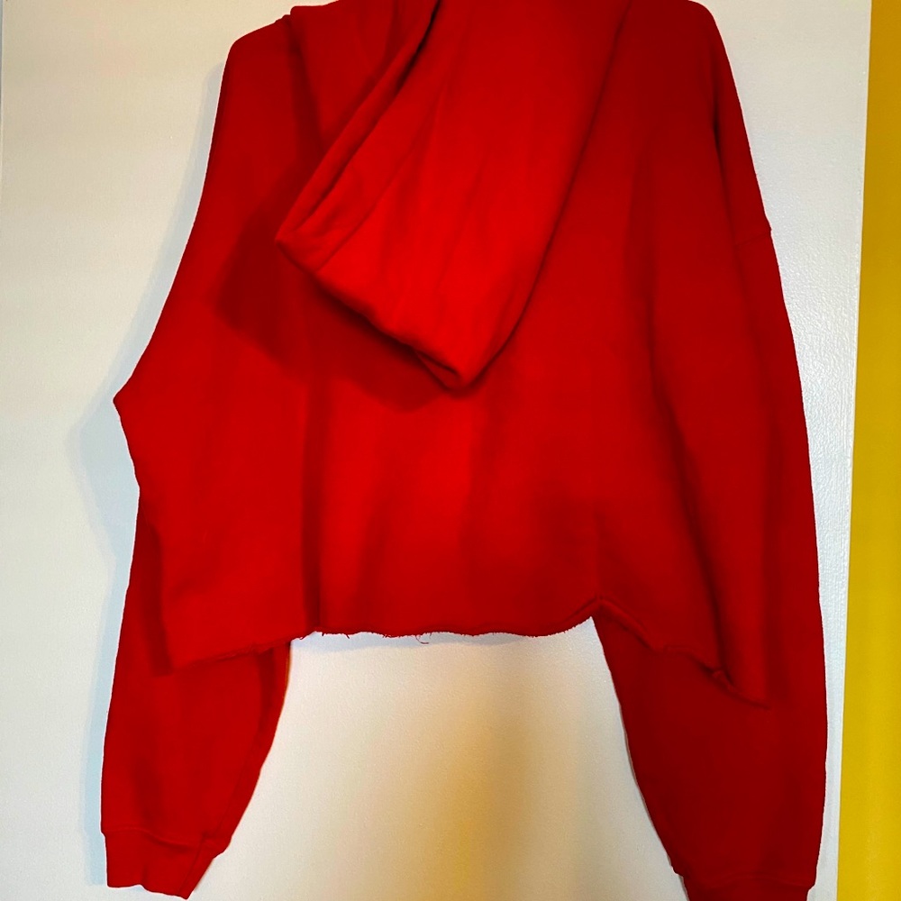 Boxy cropped red hoodie